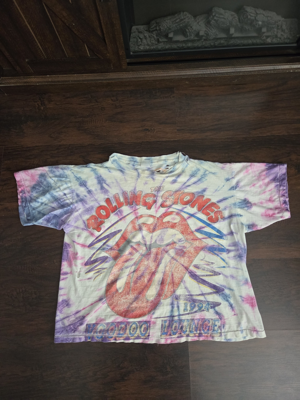 Vintage Rolling Stones Voodoo Lounge 1994 Tie-Dye T-Shirt chopped